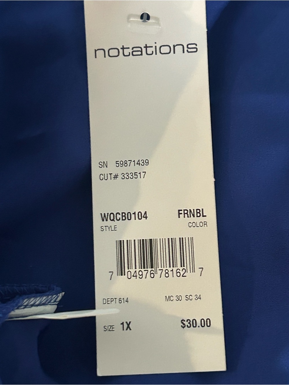 Notations Vintage Woman’s Blue Short Sleeve Button Front Shirt NWT Size 1X - Picture 7 of 9
